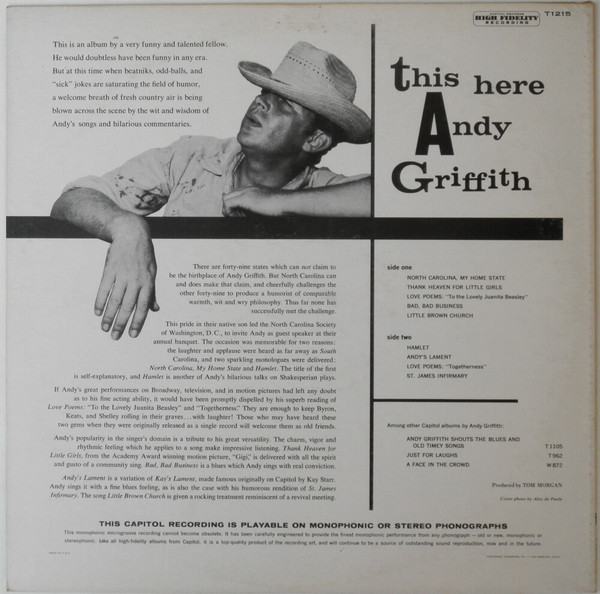 Andy Griffith - This Here Andy Griffith | Capitol Records (T-1215) - 2 Andy Griffith - This Here Andy Griffith | Capitol Records (T-1215) - 2