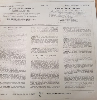 Pyotr Ilyich Tchaikovsky , Camille Saint-Saëns - Casse-Noisette / Le Carnaval Des Animaux | Club National Du Disque (CND 532) - 2 Pyotr Ilyich Tchaikovsky , Camille Saint-Saëns - Casse-Noisette / Le Carnaval Des Animaux | Club National Du Disque (CND 532) - 2