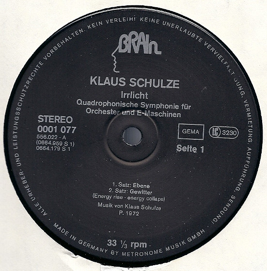 Klaus Schulze - Irrlicht | Brain (BRAIN 1077) - 3 Klaus Schulze - Irrlicht | Brain (BRAIN 1077) - 3