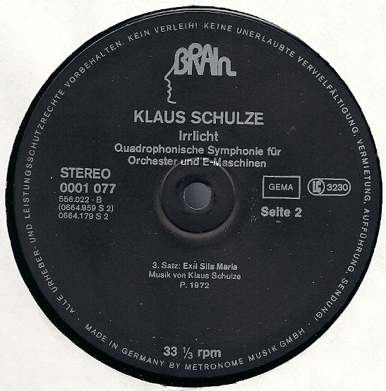 Klaus Schulze - Irrlicht | Brain (BRAIN 1077) - 4 Klaus Schulze - Irrlicht | Brain (BRAIN 1077) - 4