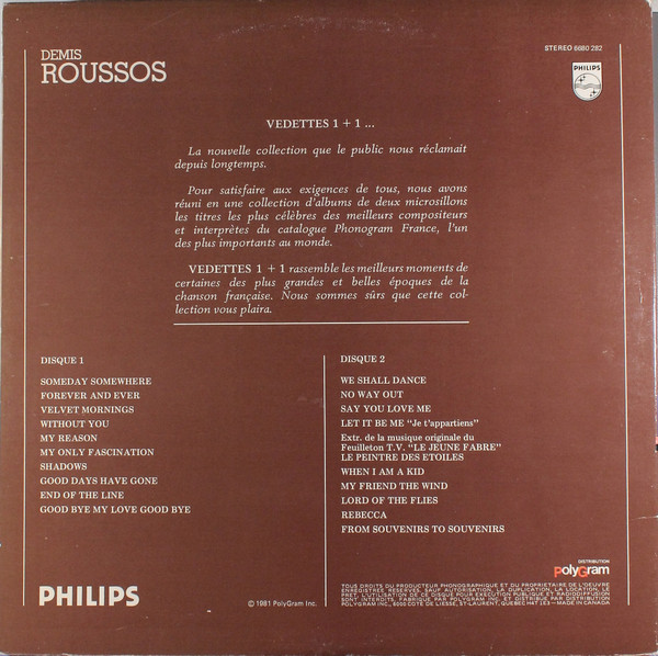 Demis Roussos - Demis Roussos Vedettes 1+1 | Philips (6680 282) - 2 Demis Roussos - Demis Roussos Vedettes 1+1 | Philips (6680 282) - 2