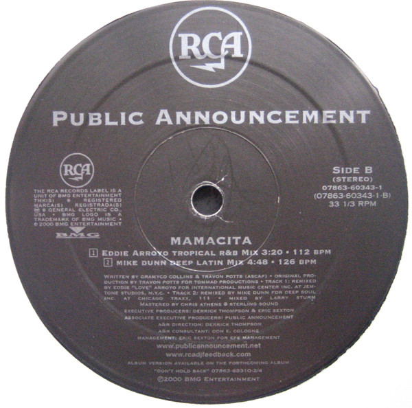 Public Announcement - Mamacita | RCA (07863-60343-1) - 3 Public Announcement - Mamacita | RCA (07863-60343-1) - 3