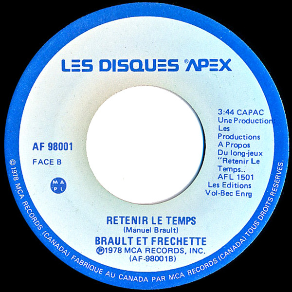 Brault Et Frechette - Les P'tits Coeurs (Le Reve Facile) | Les disques Apex (AF 98001) - 2 Brault Et Frechette - Les P'tits Coeurs (Le Reve Facile) | Les disques Apex (AF 98001) - 2