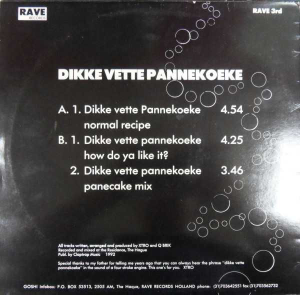 XTRO And Qbrick - Dikke Vette Pannekoeke | Rave Records (RAVE 3rd) - 4 XTRO And Qbrick - Dikke Vette Pannekoeke | Rave Records (RAVE 3rd) - 4