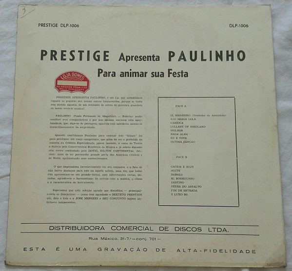Paulinho Magalhães - Prestige Apresenta Paulinho Para Animar Sua Festa | Prestige (DLP-1006) - 2