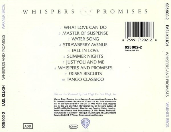 Earl Klugh - Whispers And Promises | Warner Bros. Records (925 902-2) - 2 Earl Klugh - Whispers And Promises | Warner Bros. Records (925 902-2) - 2