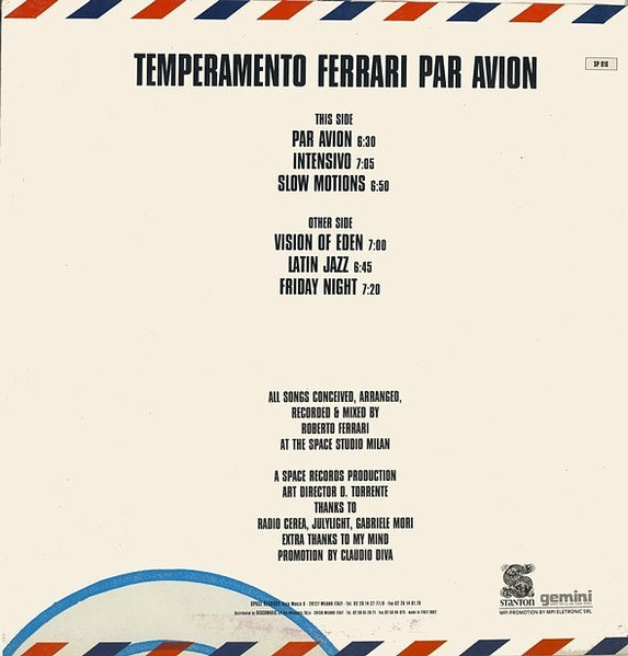 Temperamento Ferrari - Par Avion | Space Records (SP 010) - 2
