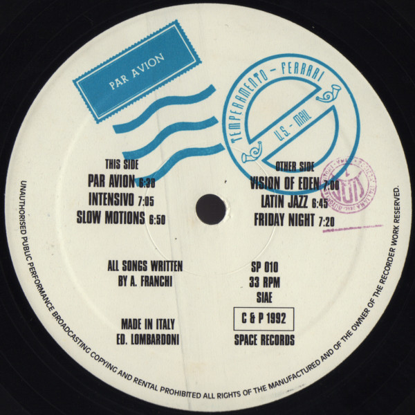 Temperamento Ferrari - Par Avion | Space Records (SP 010) - 3