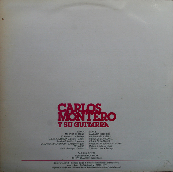 Carlos Montero - Carlos Montero Y Su Guitarra | Gramusic (GM-608) - 2