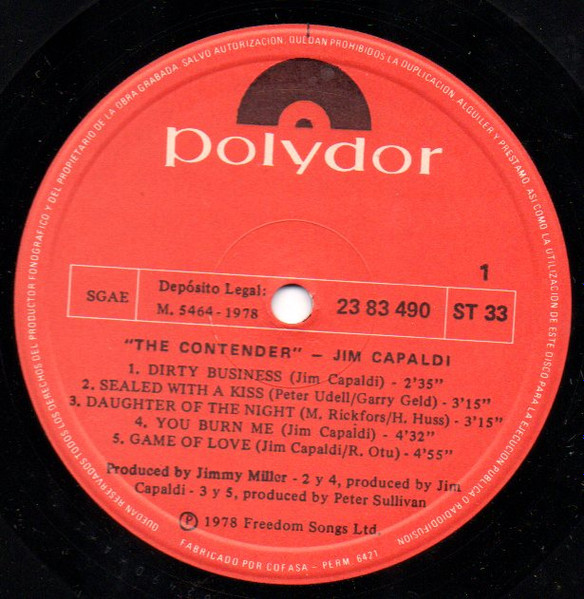 Jim Capaldi - The Contender | Polydor (23 83 490) - 3