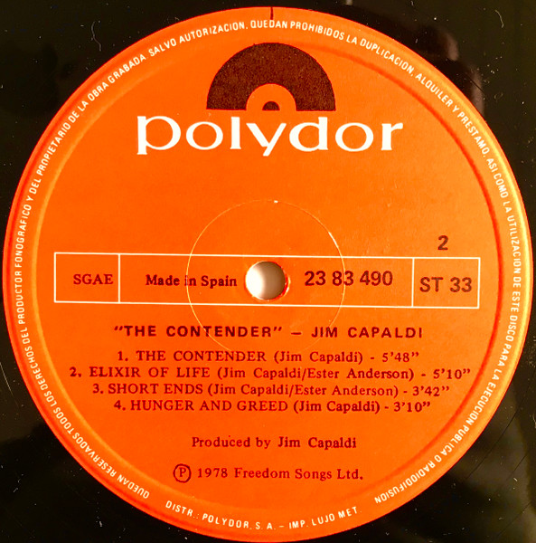 Jim Capaldi - The Contender | Polydor (23 83 490) - 4