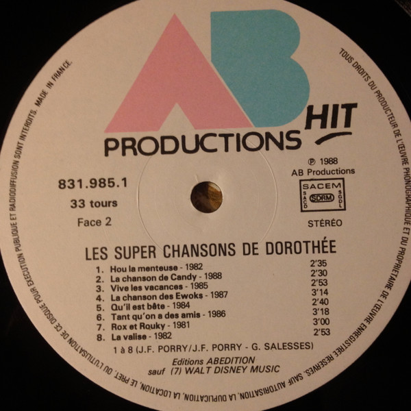Dorothée - Les Super Chansons De Dorothée | AB Hit Productions (831 985 1) - 4