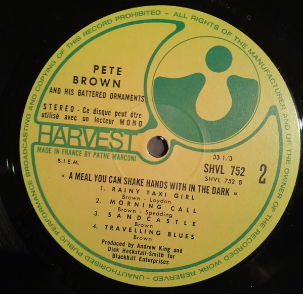 Pete Brown And His Battered Ornaments - A Meal You Can Shake Hands With In The Dark | Harvest (SHVL 752) - 4
