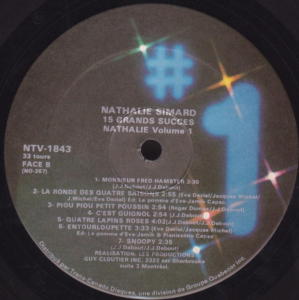 Nathalie Simard - 15 Grands Succès De Nathalie Vol. 1 [Vinyl] | Les Disques N°1 (NTV-1843) - 4