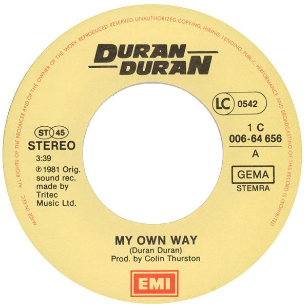 Duran Duran - My Own Way | EMI (1 C 006-64 656) - 3