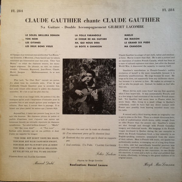 Claude Gauthier - Claude Gauthier  Chante Claude Gauthier | Columbia (FL 284) - 2