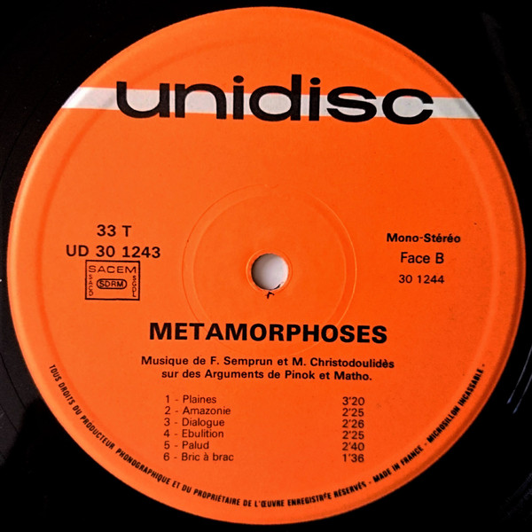 Francisco Semprun / Michel Christodoulides - Métamorphoses | Unidisc (UD 30 1243) - 4 Francisco Semprun / Michel Christodoulides - Métamorphoses | Unidisc (UD 30 1243) - 4