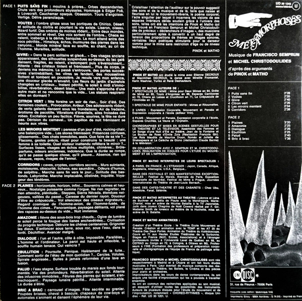 Francisco Semprun / Michel Christodoulides - Métamorphoses | Unidisc (UD 30 1243) - 2 Francisco Semprun / Michel Christodoulides - Métamorphoses | Unidisc (UD 30 1243) - 2