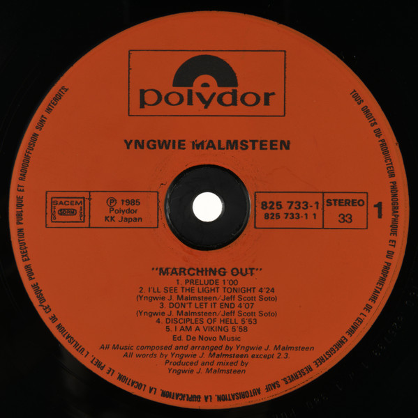 Yngwie J. Malmsteen's Rising Force - Marching Out | Polydor (825 733-1) - 3 Yngwie J. Malmsteen's Rising Force - Marching Out | Polydor (825 733-1) - 3