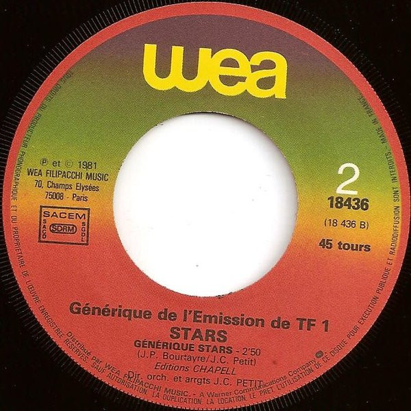 Jean-Claude Petit Et Son Orchestre - Générique De L'émission De Michel Drucker: Stars | WEA (18 436) - 4