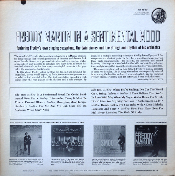 Freddy Martin - Freddy Martin In A Sentimental Mood | Capitol Records (ST 1889) - 2