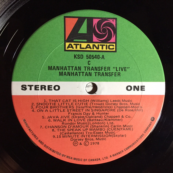 The Manhattan Transfer - Live | Atlantic (KSD 50540) - 3 The Manhattan Transfer - Live | Atlantic (KSD 50540) - 3