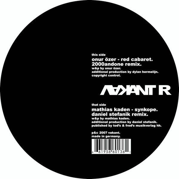 Onur Özer / Mathias Kaden - Red Cabaret / Synkope (Remixes) | Vakant R (VR03) - 3 Onur Özer / Mathias Kaden - Red Cabaret / Synkope (Remixes) | Vakant R (VR03) - 3