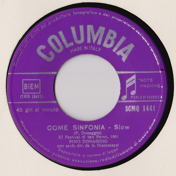 Pino Donaggio - Come Sinfonia / Il Cane Di Stoffa | Columbia (SCMQ 1441) - 3