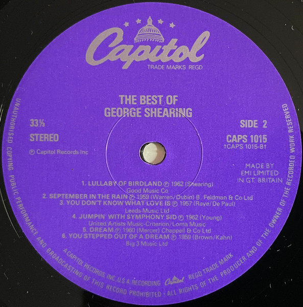 George Shearing - The Best Of George Shearing | Capitol Records (CAPS 1015) - 4