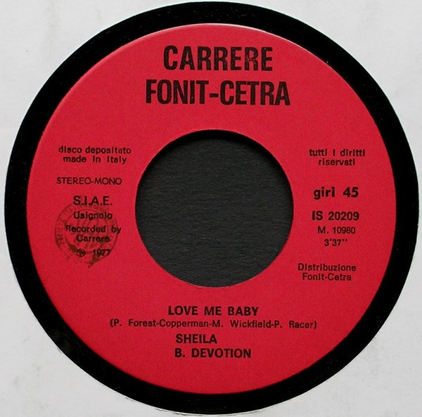 Sheila & B. Devotion - Love Me Baby | Carrere (IS 20209) - 3