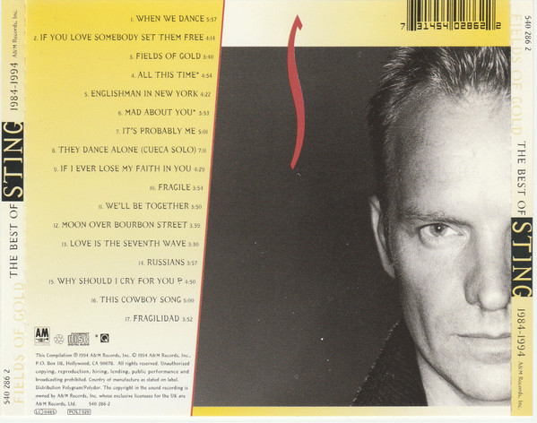 Sting - Fields Of Gold: The Best Of Sting 1984 - 1994 | A&M Records (540 286-2) - 2