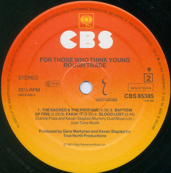 Rough Trade - For Those Who Think Young | CBS (85385) - 4