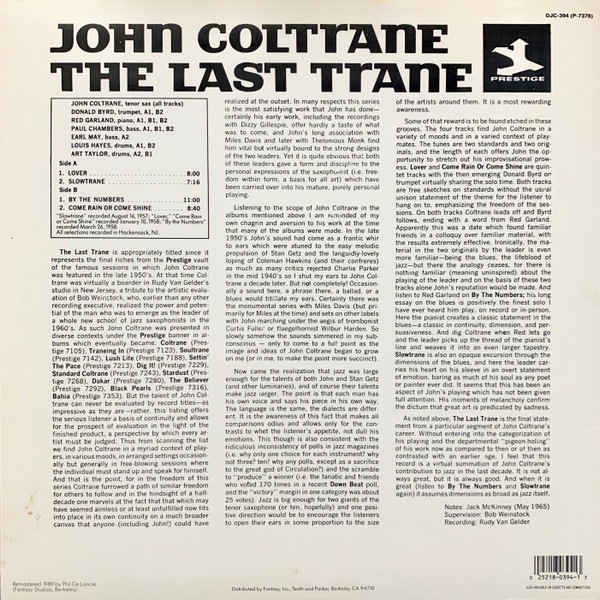 John Coltrane - The Last Trane | Original Jazz Classics (OJC-394) - main