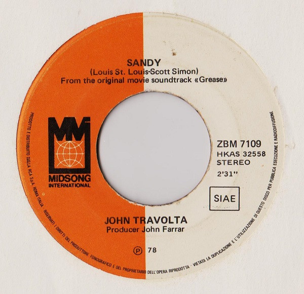John Travolta - Sandy | Midsong International (ZBM 7109) - 3