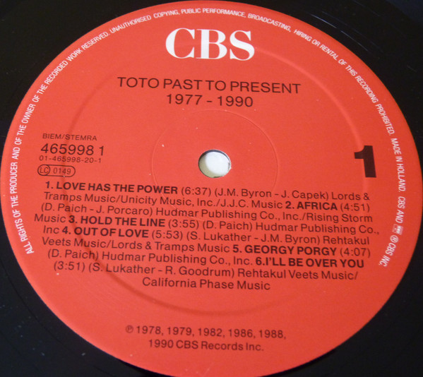 Toto - Past To Present 1977 - 1990 | CBS (465998 1) - 2