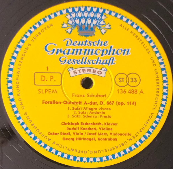 Franz Schubert / Christoph Eschenbach • Rudolf Koeckert • Oskar Riedl • Josef Merz • Georg Hörtnagel - Forellenquintett • Notturno | Deutsche Grammophon (136 488 SLPEM) - 3 Franz Schubert / Christoph Eschenbach • Rudolf Koeckert • Oskar Riedl • Josef Merz • Georg Hörtnagel - Forellenquintett • Notturno | Deutsche Grammophon (136 488 SLPEM) - 3