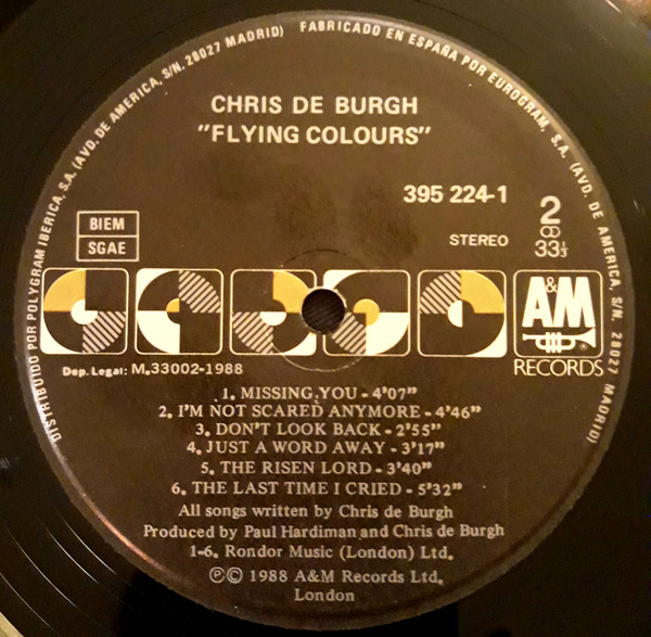 Chris de Burgh - Flying Colours | A&M Records (395224-1) - 4