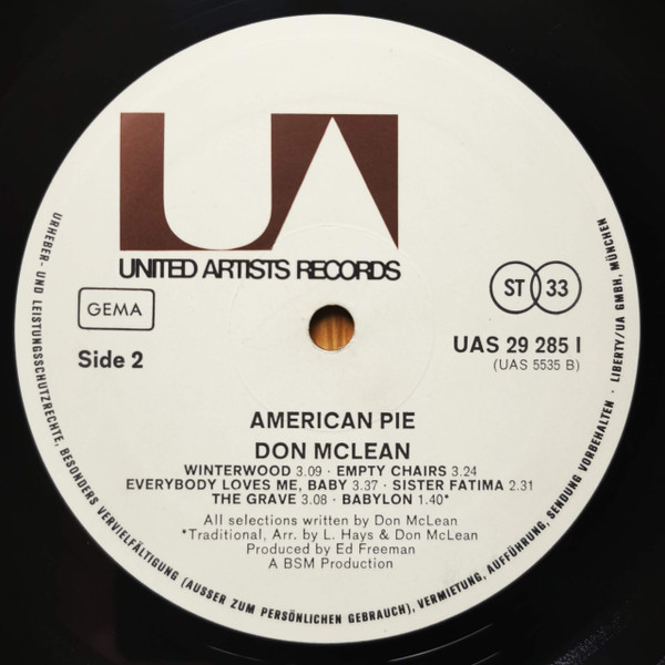 Don McLean - American Pie | United Artists Records (UAS 29 285 I) - 4 Don McLean - American Pie | United Artists Records (UAS 29 285 I) - 4