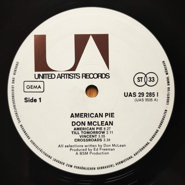 Don McLean - American Pie | United Artists Records (UAS 29 285 I) - 3 Don McLean - American Pie | United Artists Records (UAS 29 285 I) - 3