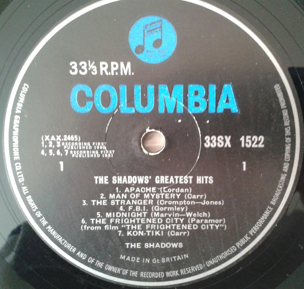 The Shadows - The Shadows' Greatest Hits | Columbia (33SX 1522) - 3 The Shadows - The Shadows' Greatest Hits | Columbia (33SX 1522) - 3