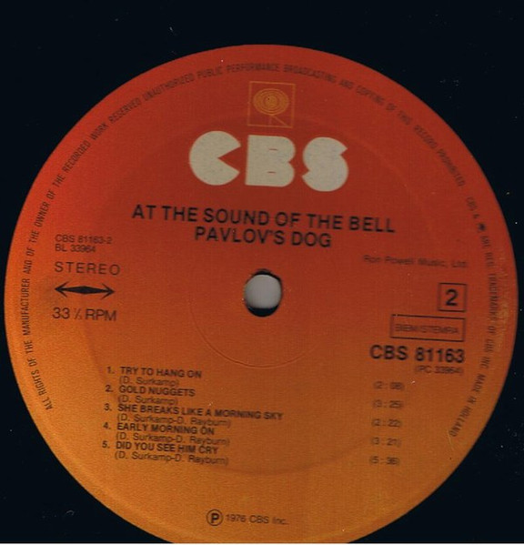 Pavlov's Dog - At The Sound Of The Bell | CBS (CBS 81163) - 3