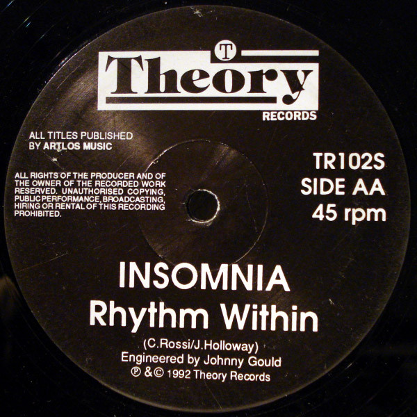 Insomnia - Raise The Roof / Rhythm Within | Theory Records (TR102S) - 2