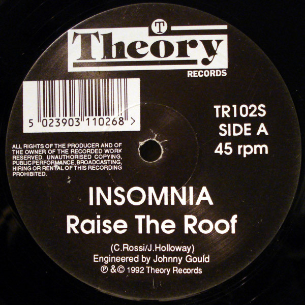 Insomnia - Raise The Roof / Rhythm Within | Theory Records (TR102S) - main