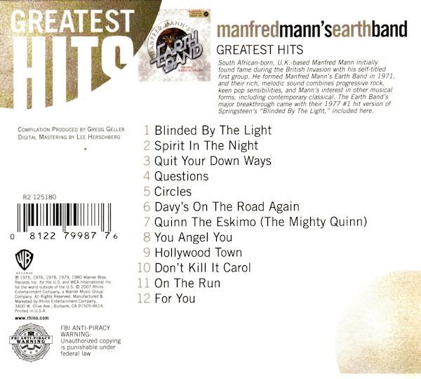 Manfred Mann's Earth Band - The Best Of Manfred Mann's Earth Band CD | Warner Archives (9 46231-2) - 2