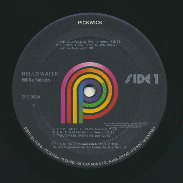 Willie Nelson - Hello Walls | Pickwick (SPC-3584) - 3