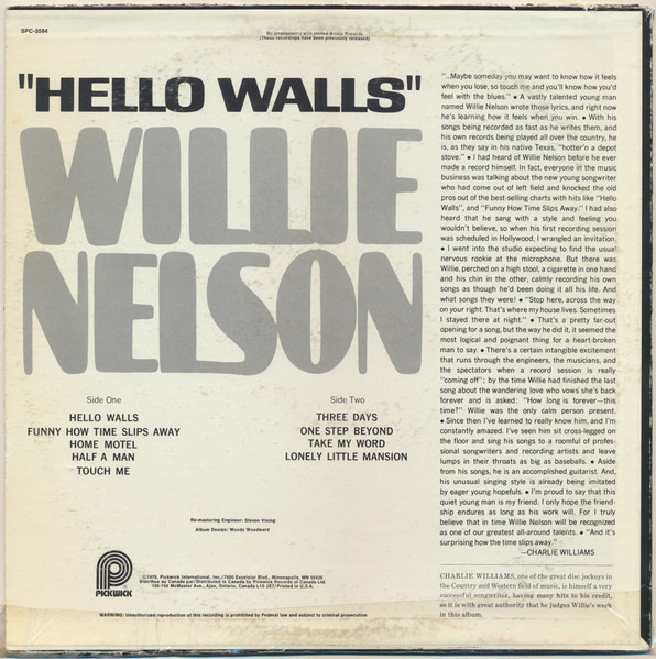 Willie Nelson - Hello Walls | Pickwick (SPC-3584) - 2