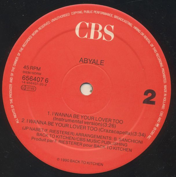 Abyale - I Wanna Be Your Lover Too | CBS Dance Pool (656407 6) - 4
