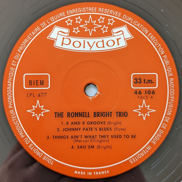 The Ronnell Bright Trio - The Ronnell Bright Trio | Sam Records (SR03/1) - 3