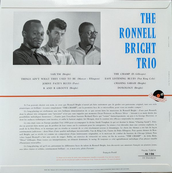 The Ronnell Bright Trio - The Ronnell Bright Trio | Sam Records (SR03/1) - 2