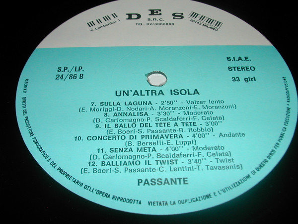 Salvatore Passante - Un'Altra Isola | DES (S.P./LP 24/86) - 4